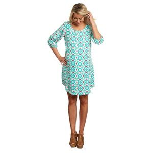 Pink Blush Geometric Print Dress  Size Large